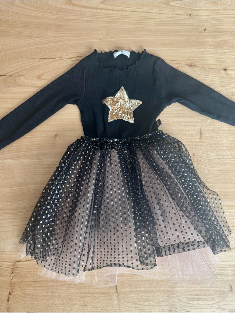 Black & Gold Star Tulle Girls Dress Bundle